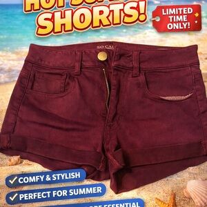 American Eagle Outfitters Dark Red Jean Shorts